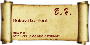 Bukovits Hont névjegykártya